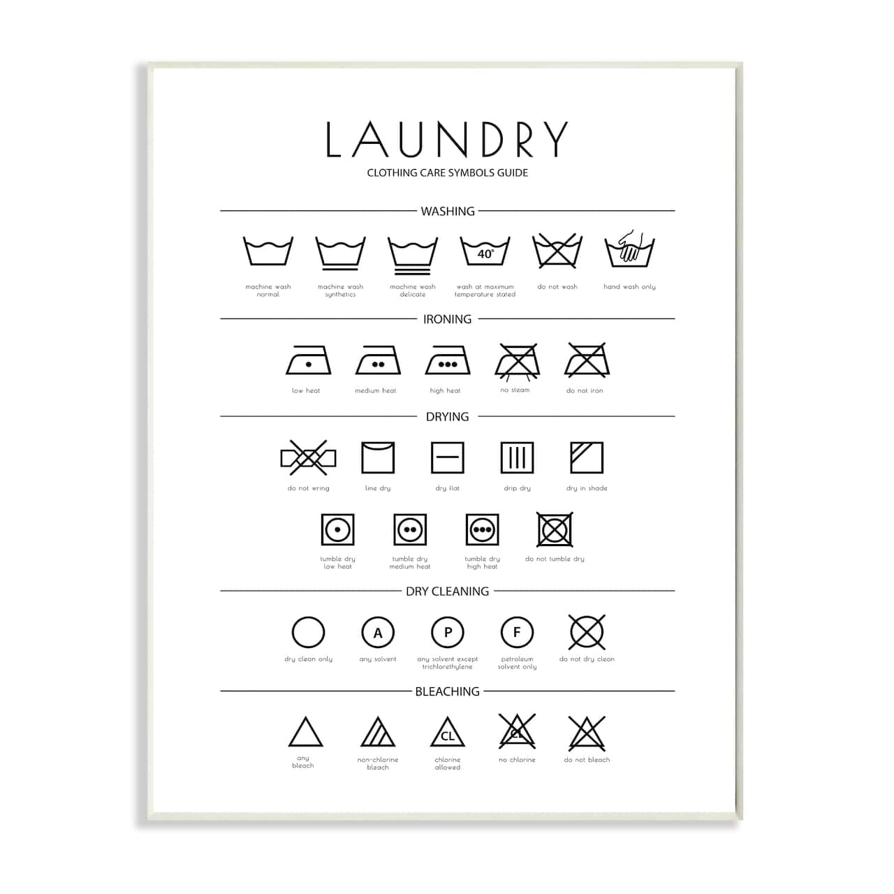 Stupell Industries Laundry Cleaning Symbols Wall Plaque
